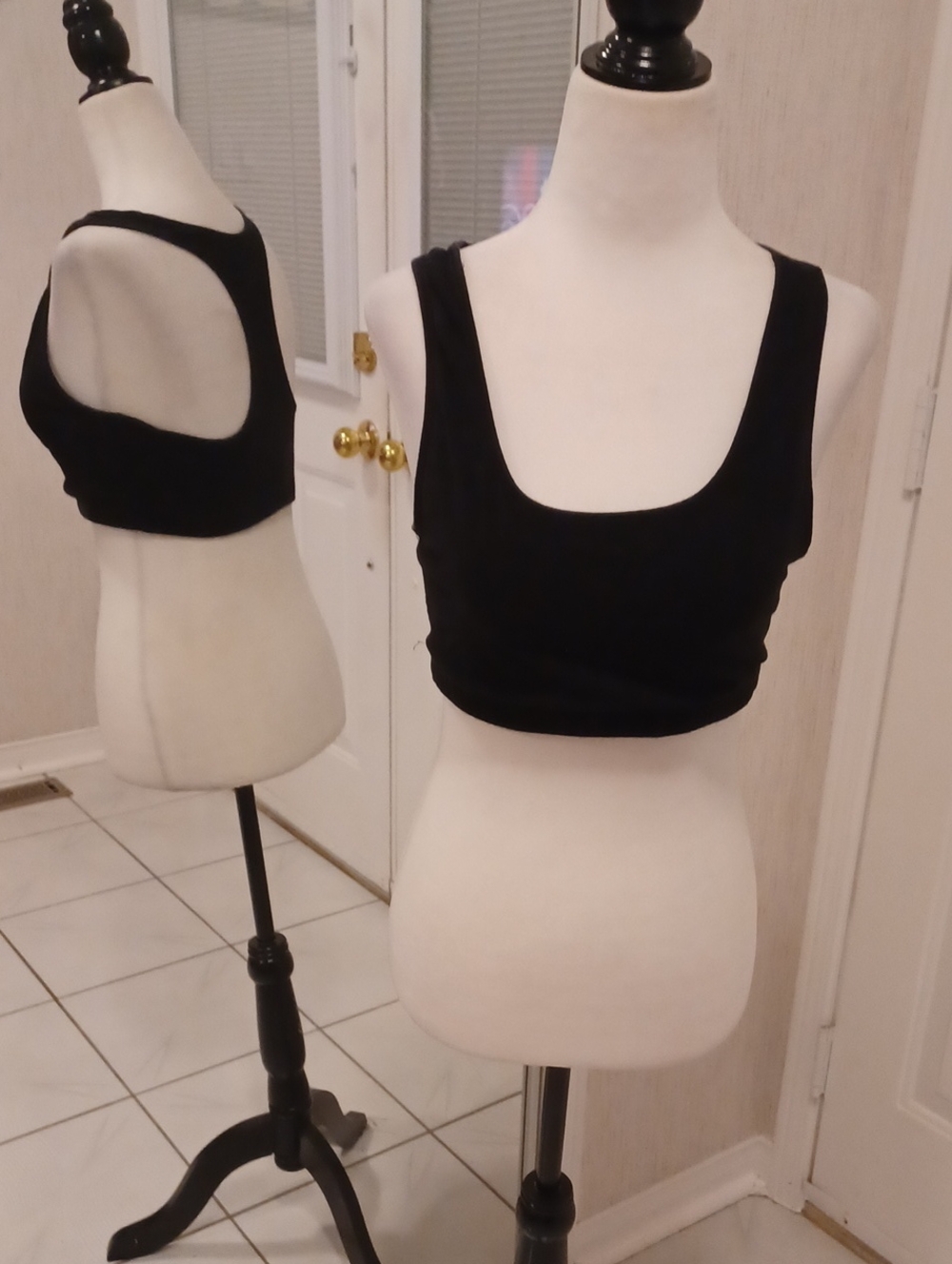 4/$30 Athletic Works Black Scoop Neck Sports Bra - Size Large